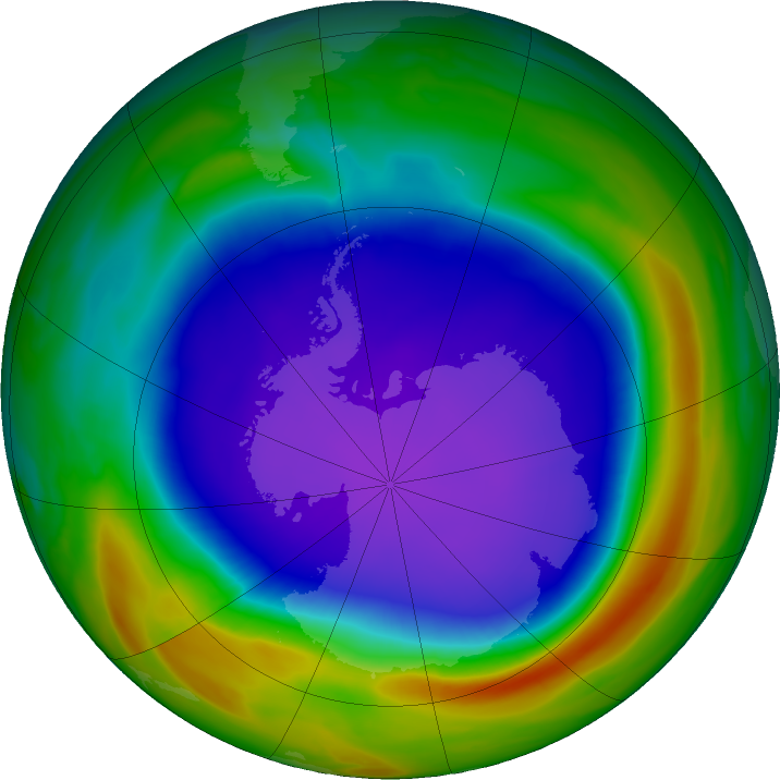 Antarctic ozone map for 13 October 2021